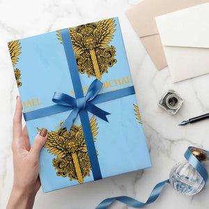 Vintage Catholic Saint Michael Protect Us Wrapping Paper Roll Religious Gift TS12 Light Blue Print Your Wear