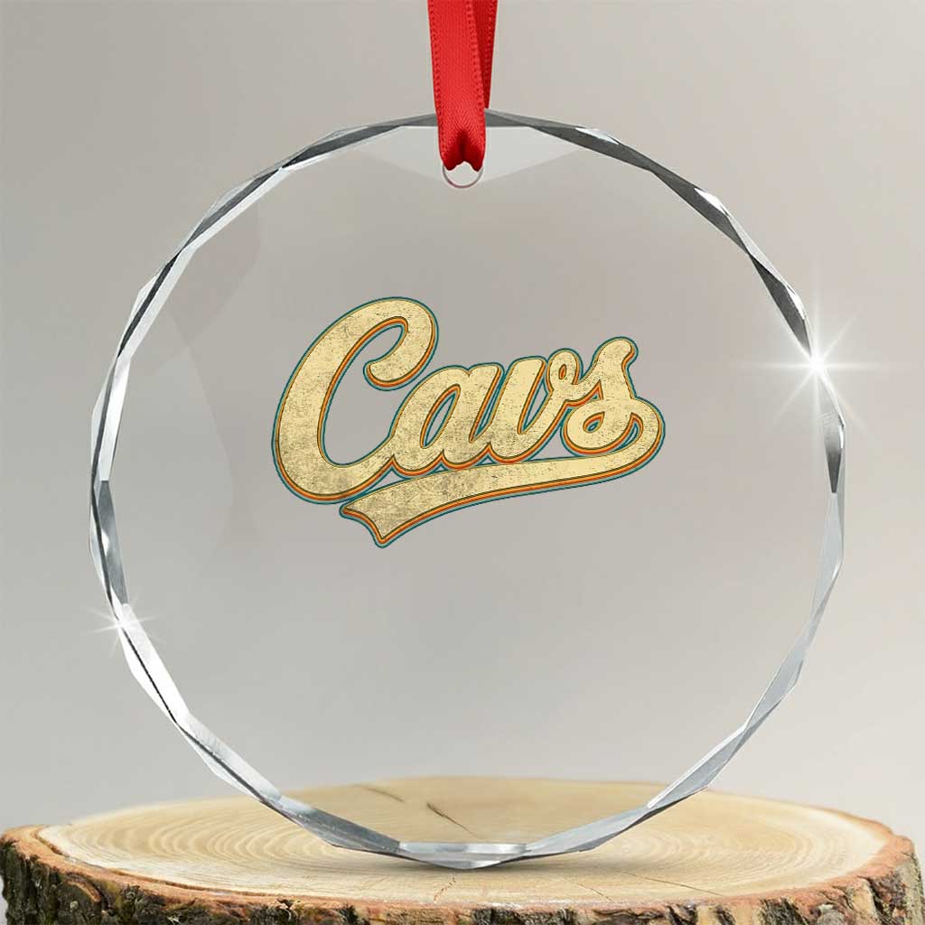 Vintage Cavs Name Script Crystal Glass Ornament for Sports Fan TS02 Transparent Glass 3'' Circle Print Your Wear