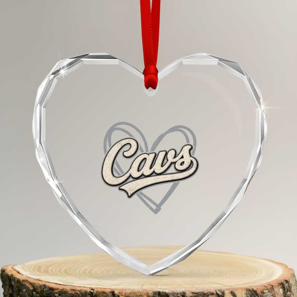 Vintage Cavs Name Script Heart Heart Crystal Glass Ornament for Sports Fan TS02 Transparent Glass 3'' Heart Print Your Wear
