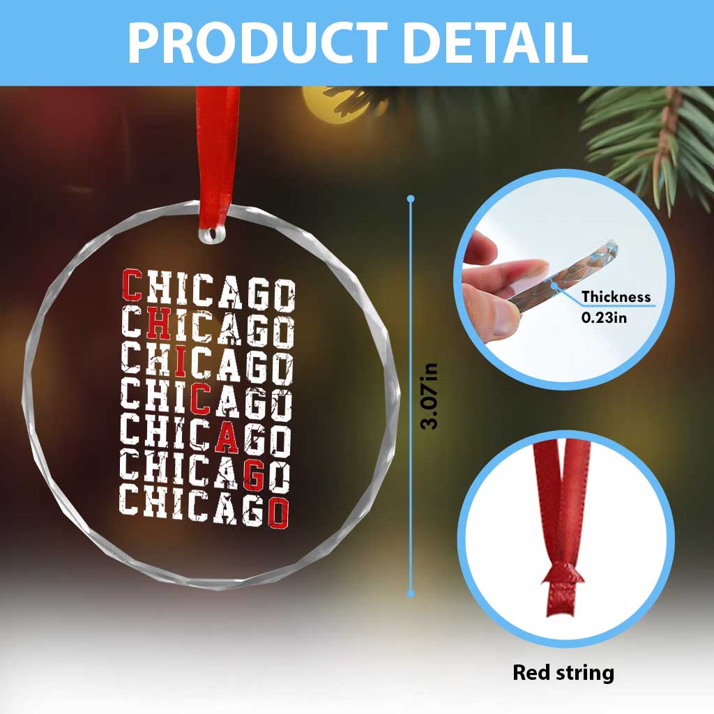 Vintage Chicago Crystal Glass Ornament Retro Distressed Classic Chicago TS10 Print Your Wear