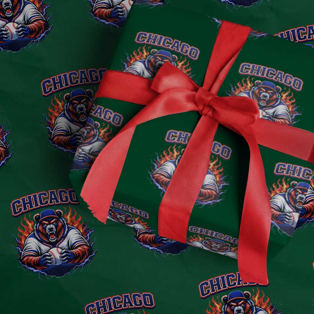 Vintage Chicago Wrapping Paper Roll Retro Baseball Fans TS10 Green Print Your Wear