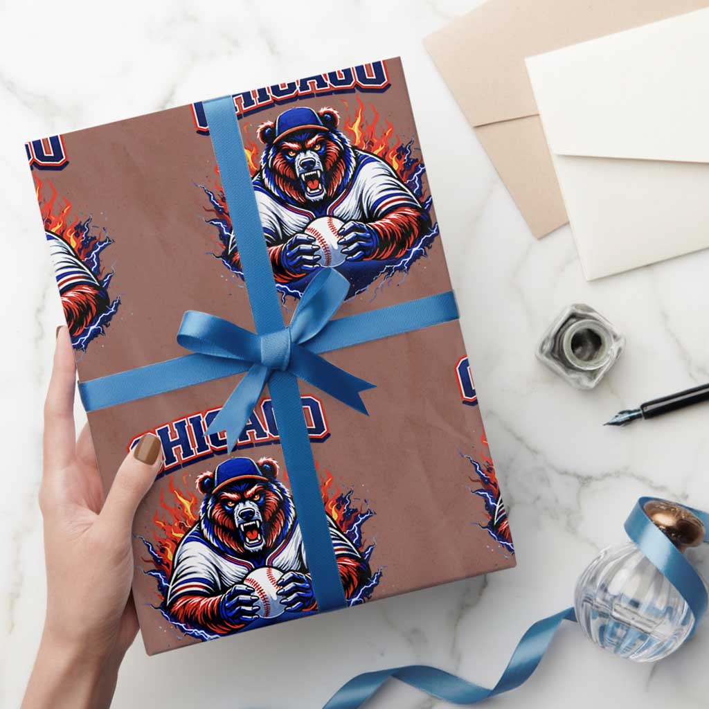 Vintage Chicago Wrapping Paper Roll Retro Baseball Fans TS10 Mocha Print Your Wear
