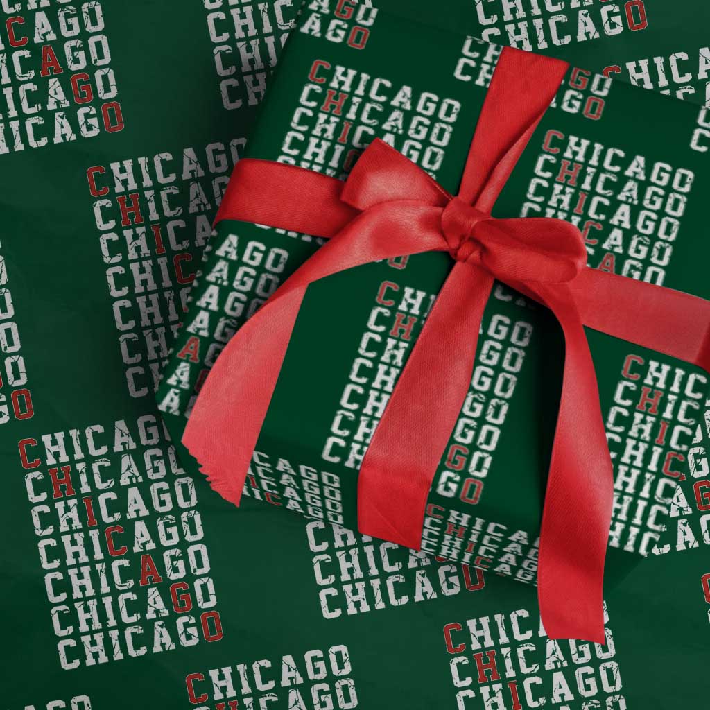 Vintage Chicago Wrapping Paper Roll Retro Distressed Classic Chicago TS10 Green Print Your Wear