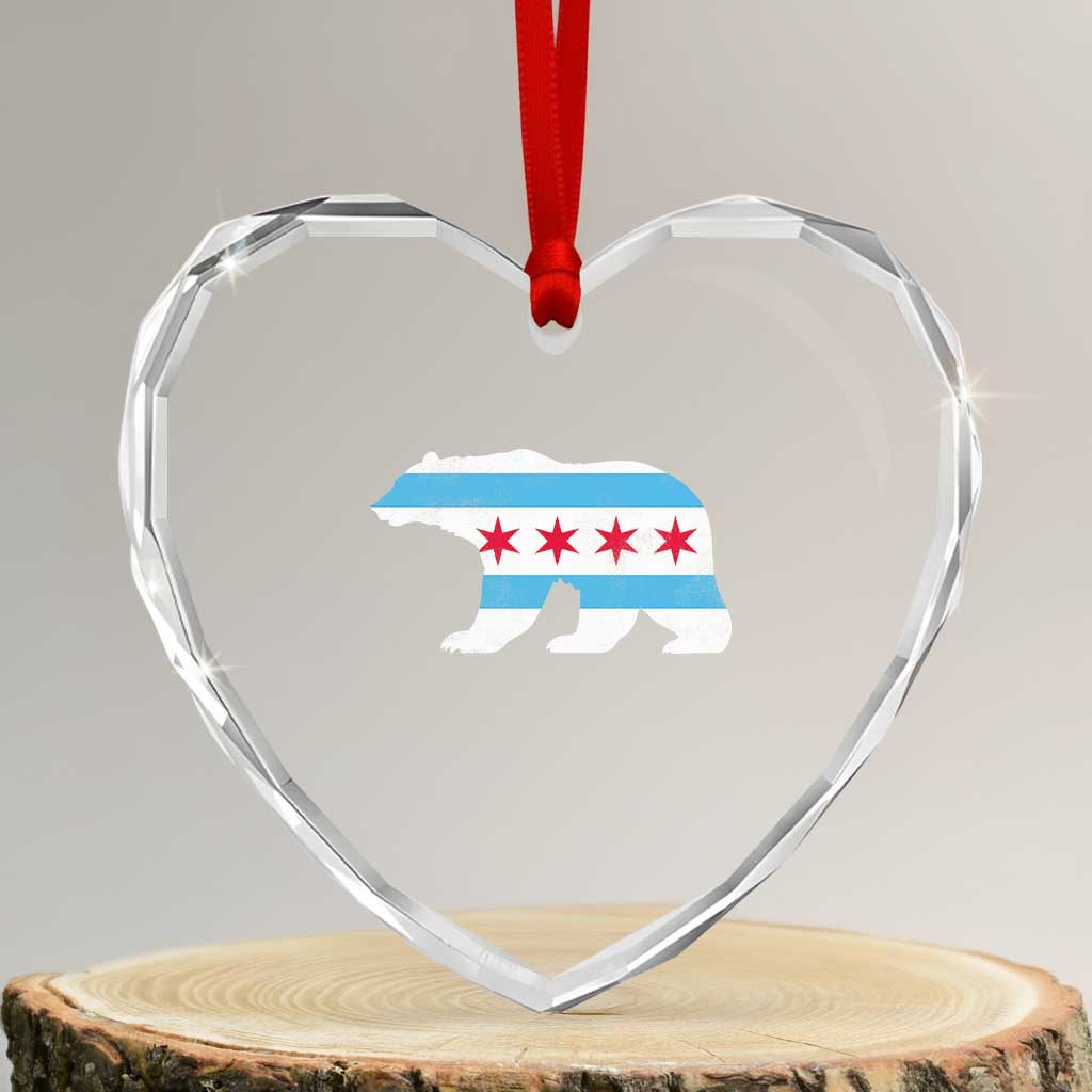 Vintage Chicago Flag Illinois State Bear Lover Heart Crystal Glass Ornament TS11 Transparent Glass 3'' Heart Print Your Wear
