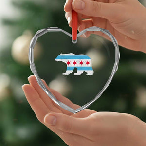 Vintage Chicago Flag Illinois State Bear Lover Heart Crystal Glass Ornament TS11 Print Your Wear