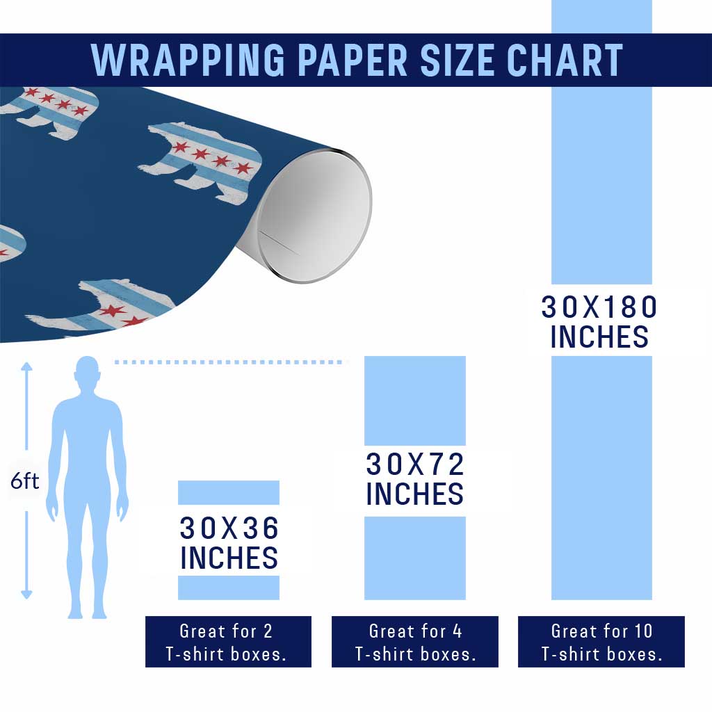 Vintage Chicago Flag Illinois State Bear Lover Wrapping Paper Roll TS11 Print Your Wear