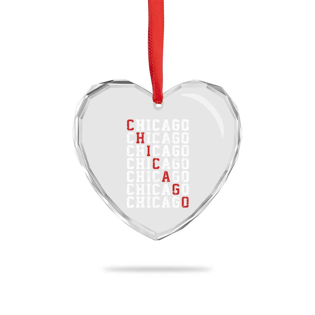 Vintage Chicago Heart Crystal Glass Ornament Retro Distressed Classic Chicago TS10 Print Your Wear