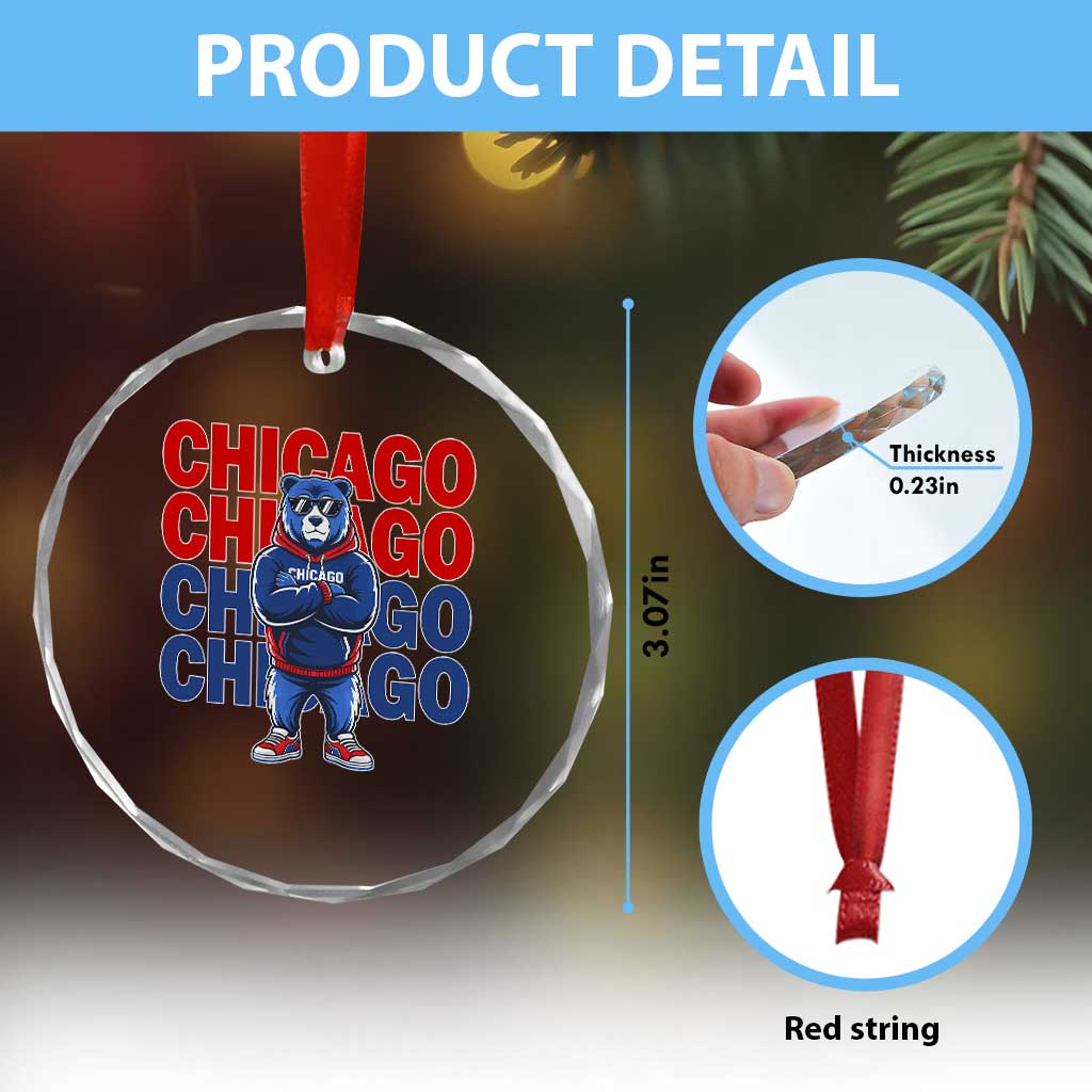 Vintage Chicago Pride Graphic Crystal Glass Ornament US State Sports Fan Baseball Lover TS10 Print Your Wear