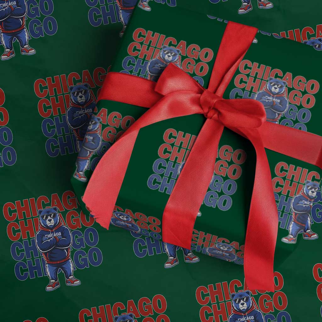 Vintage Chicago Pride Graphic Wrapping Paper Roll US State Sports Fan Baseball Lover TS10 Green Print Your Wear