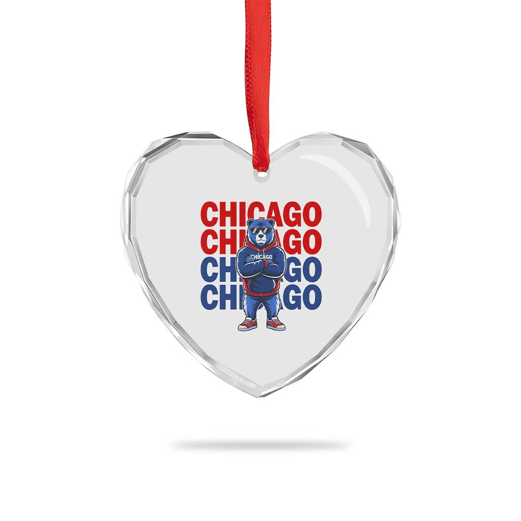 Vintage Chicago Pride Graphic Heart Crystal Glass Ornament US State Sports Fan Baseball Lover TS10 Print Your Wear