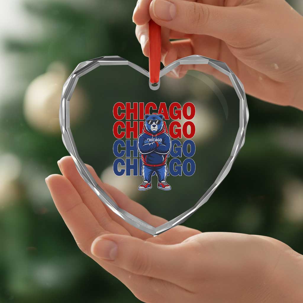 Vintage Chicago Pride Graphic Heart Crystal Glass Ornament US State Sports Fan Baseball Lover TS10 Print Your Wear