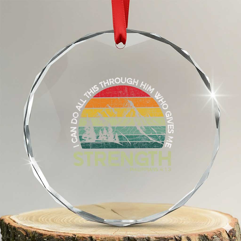 Vintage Christian Bible Crystal Glass Ornament Philippians 4:13 Motivational Quote Inspirational Bible Verses TS10 Transparent Glass 3'' Circle Print Your Wear