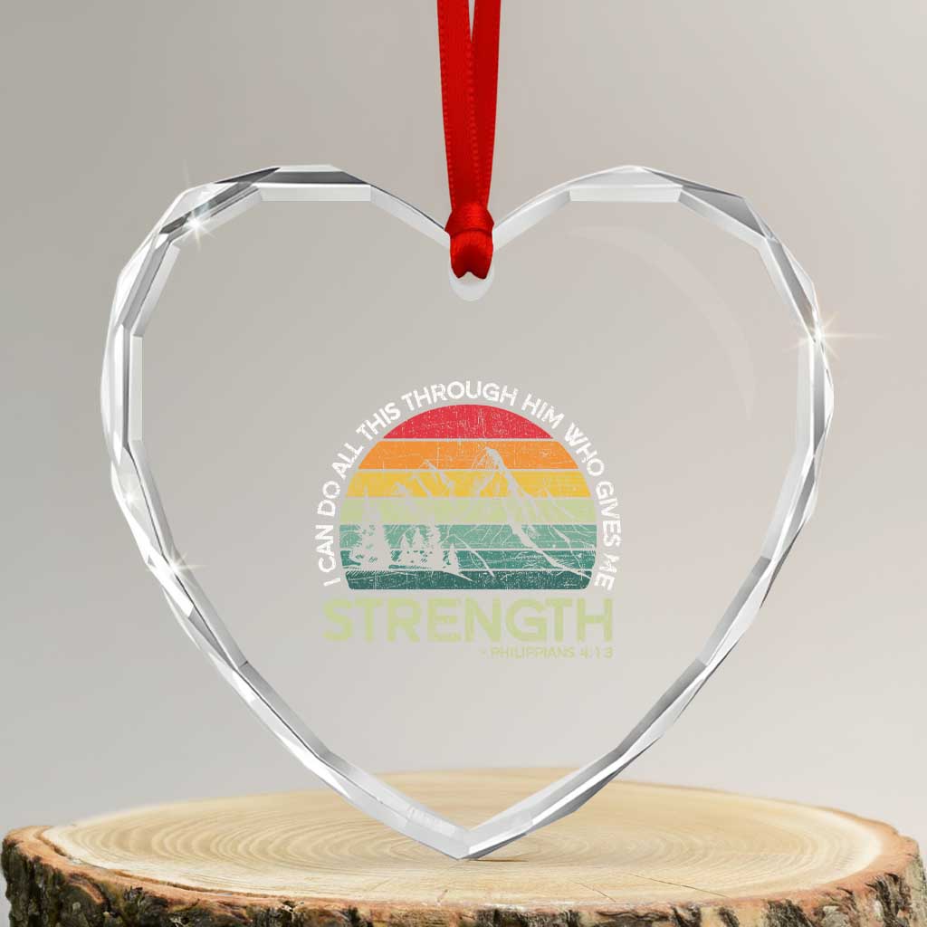 Vintage Christian Bible Heart Crystal Glass Ornament Philippians 4:13 Motivational Quote Inspirational Bible Verses TS10 Transparent Glass 3'' Heart Print Your Wear