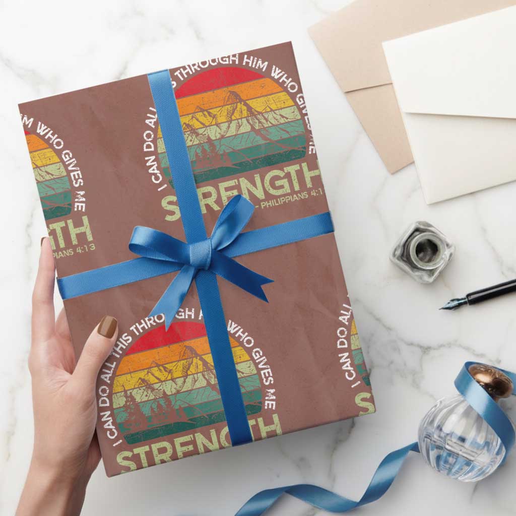 Vintage Christian Bible Wrapping Paper Roll Philippians 4:13 Motivational Quote Inspirational Bible Verses TS10 Mocha Print Your Wear