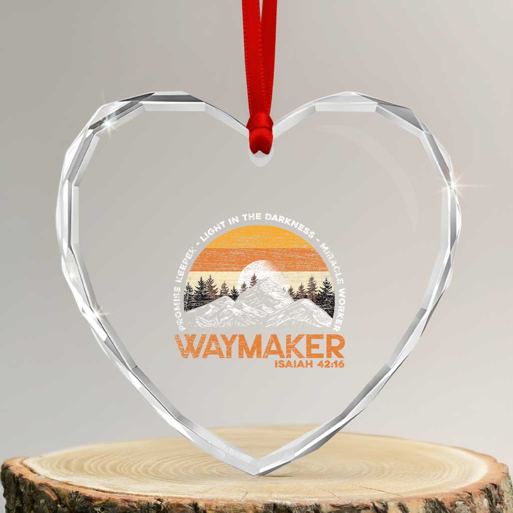 Vintage Christian Heart Crystal Glass Ornament Isaiah 42:16 Waymaker Promise Keeper Miracle Worker TS10 Transparent Glass 3'' Heart Print Your Wear