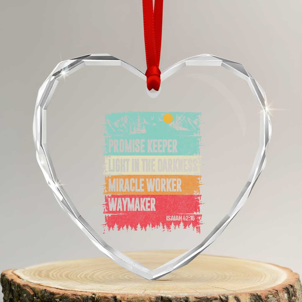 Vintage Christian Worship Heart Crystal Glass Ornament Isaiah 42:16 Waymaker Promise Keeper Miracle Worker TS10 Transparent Glass 3'' Heart Print Your Wear