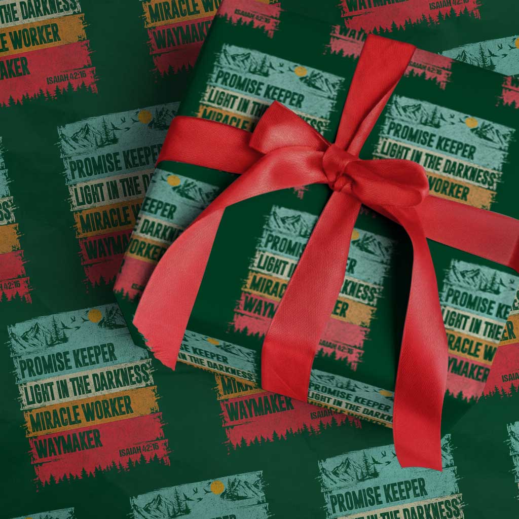 Vintage Christian Worship Wrapping Paper Roll Isaiah 42:16 Waymaker Promise Keeper Miracle Worker TS10 Green Print Your Wear