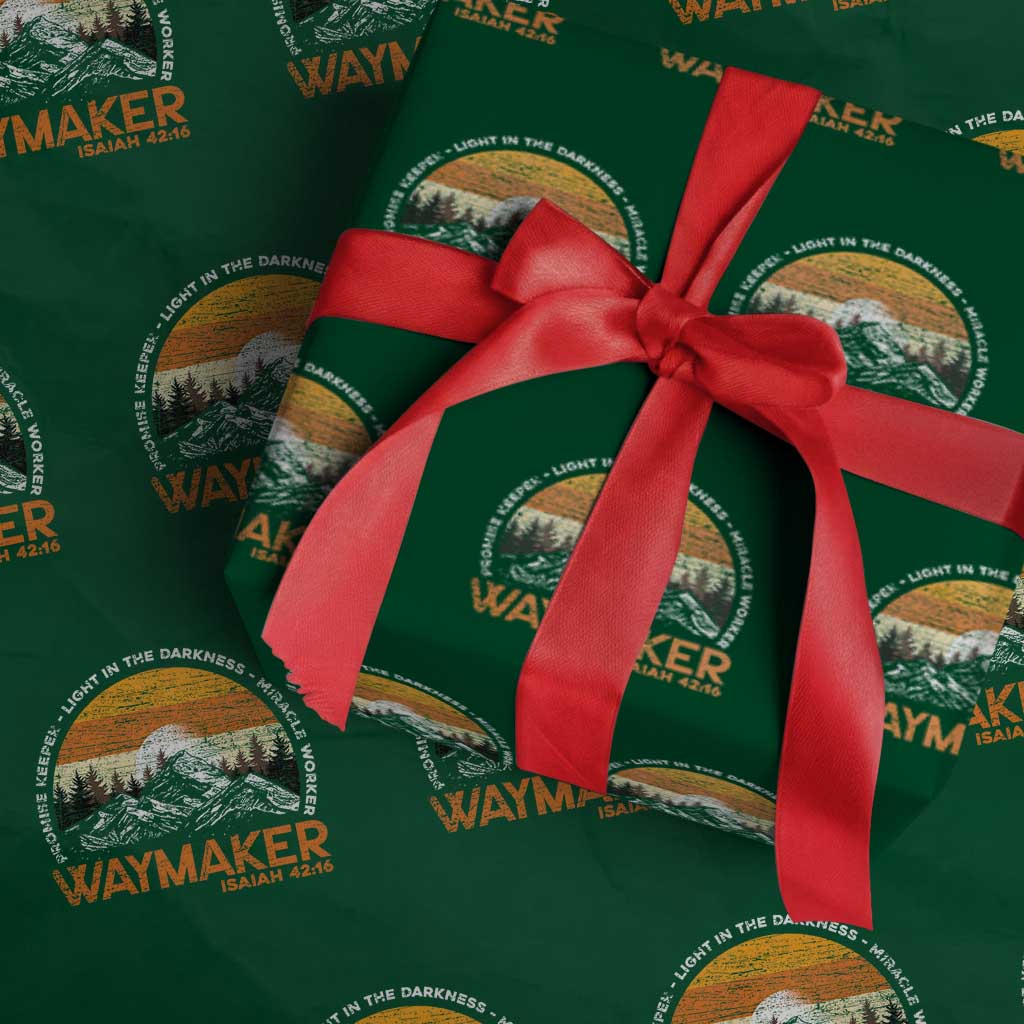 Vintage Christian Wrapping Paper Roll Isaiah 42:16 Waymaker Promise Keeper Miracle Worker TS10 Green Print Your Wear