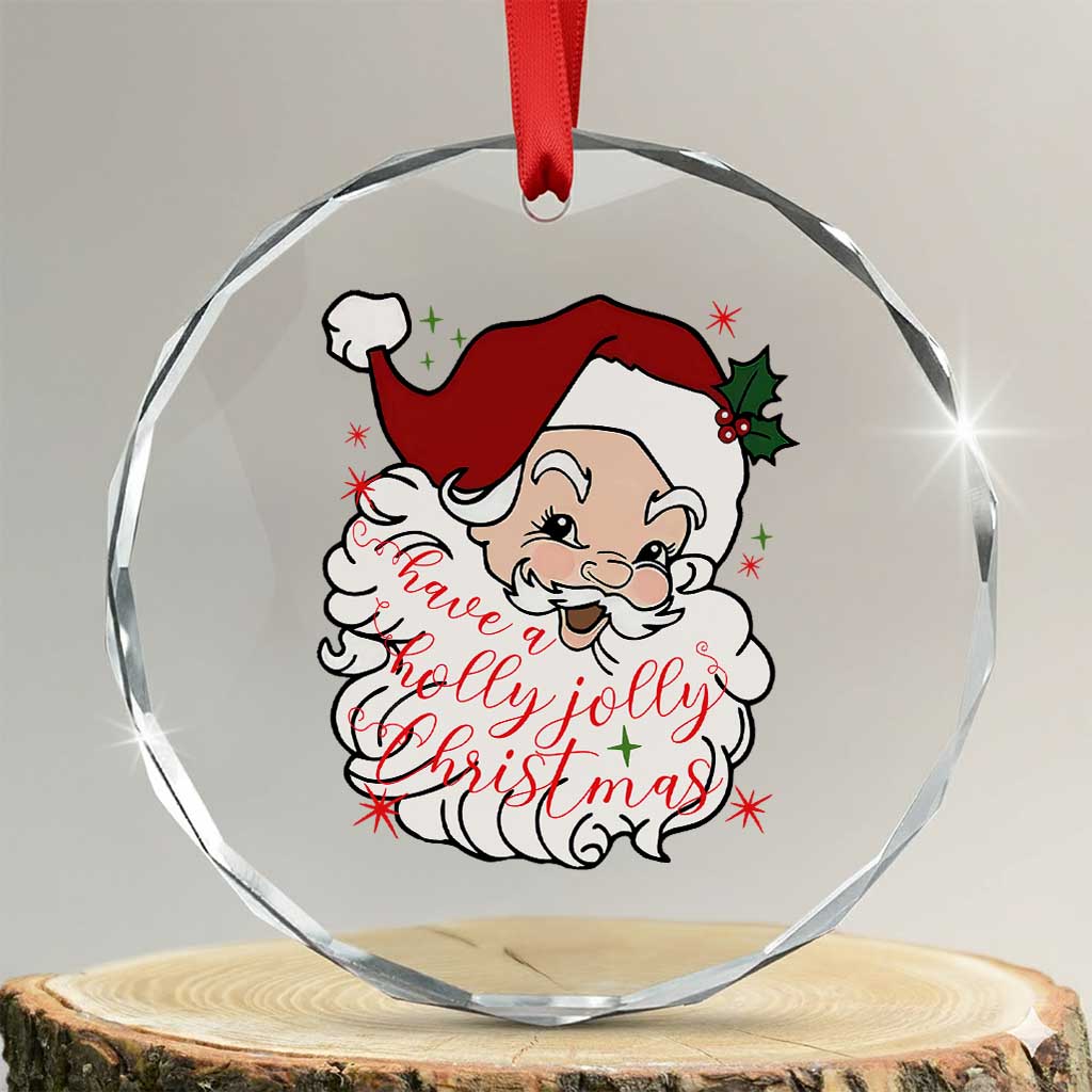 Vintage Christmas Santa Claus Face Xmas Funny Old Fashioned Crystal Glass Ornament TS02 Transparent Glass 3'' Circle Print Your Wear