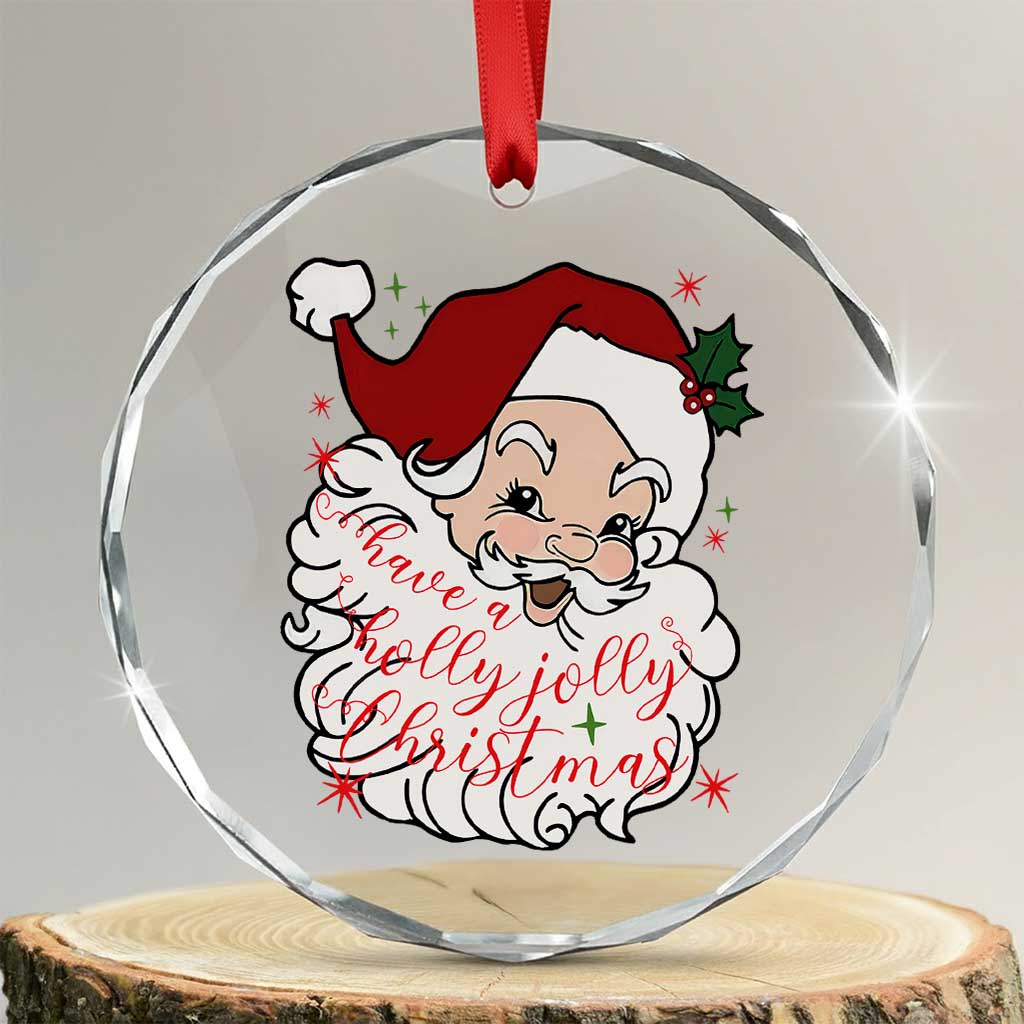 Vintage Christmas Santa Claus Face Xmas Funny Old Fashioned Crystal Glass Ornament TS02 Transparent Glass 3'' Circle Print Your Wear