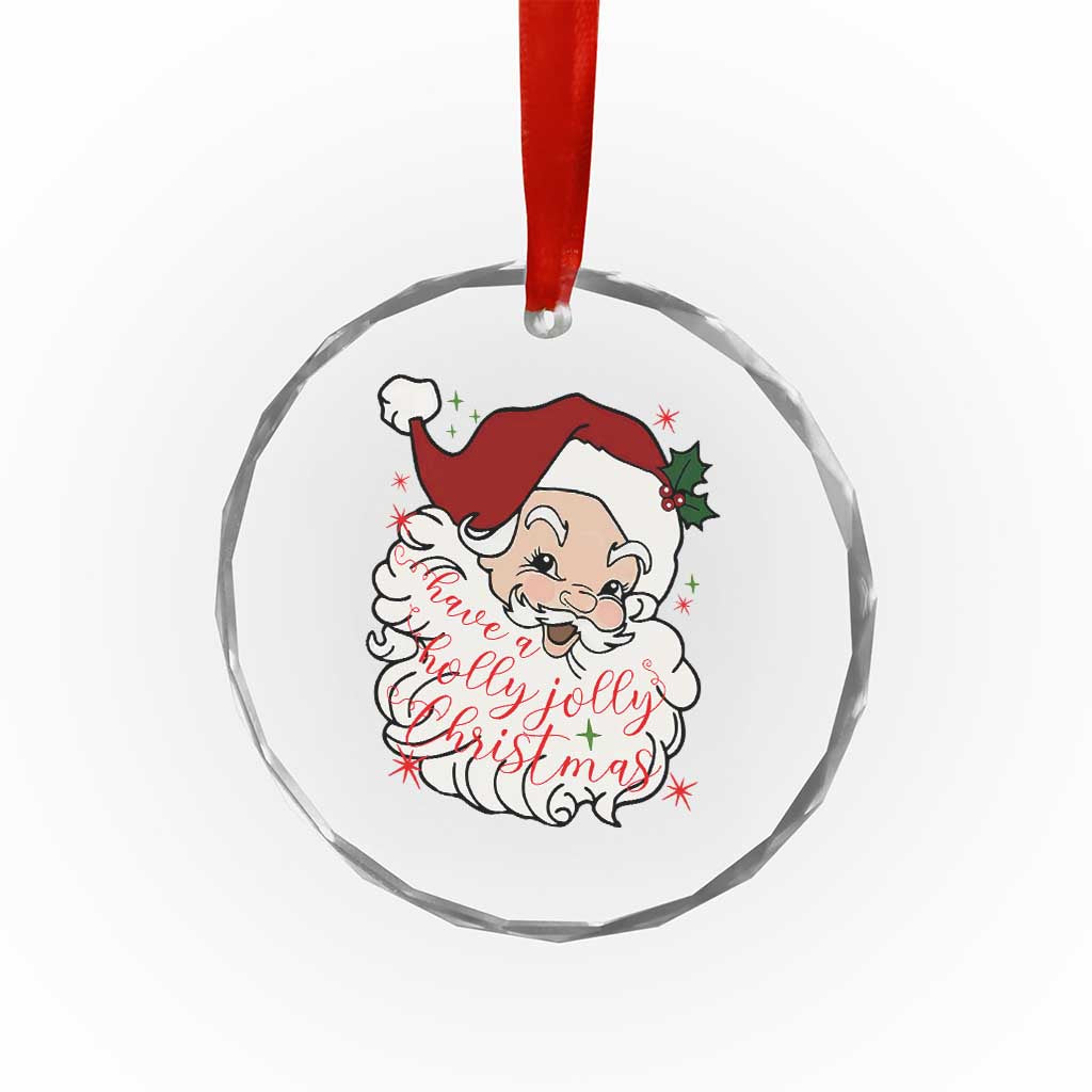 Vintage Christmas Santa Claus Face Xmas Funny Old Fashioned Crystal Glass Ornament TS02 Print Your Wear