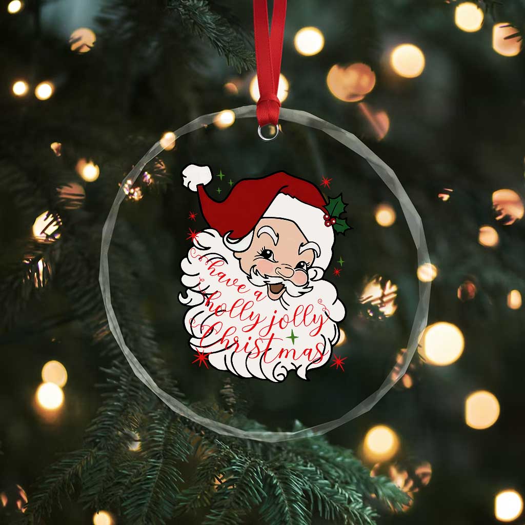 Vintage Christmas Santa Claus Face Xmas Funny Old Fashioned Crystal Glass Ornament TS02 Print Your Wear
