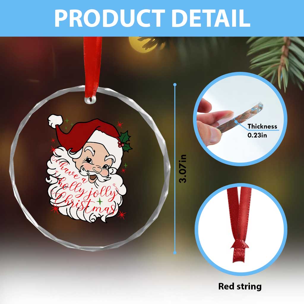 Vintage Christmas Santa Claus Face Xmas Funny Old Fashioned Crystal Glass Ornament TS02 Print Your Wear