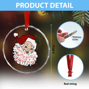Vintage Christmas Santa Claus Face Xmas Funny Old Fashioned Crystal Glass Ornament TS02 Print Your Wear