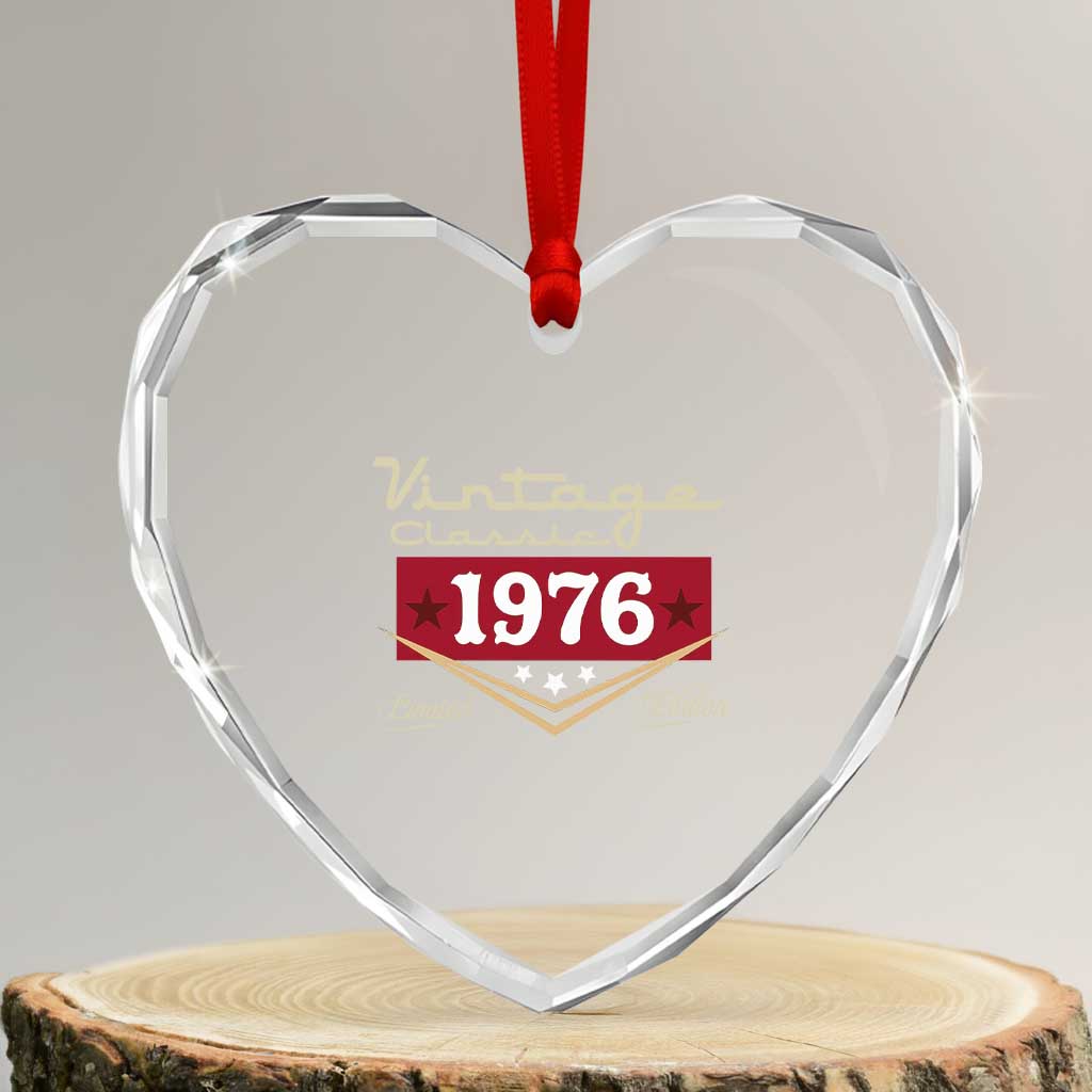 Vintage Classic 1976 Limited Edition Heart Crystal Glass Ornament Luxury Retro Milestone Birthday TS02 Transparent Glass 3'' Heart Print Your Wear