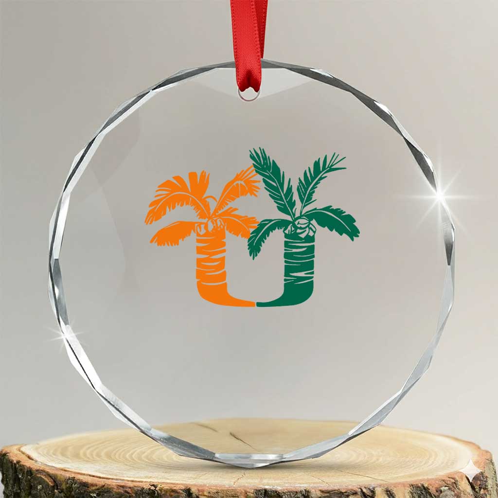 Vintage Classic 90s Miami Palm Trees UM Crystal Glass Ornament Tropical Game Day Football Fan TS02 Transparent Glass 3'' Circle Print Your Wear
