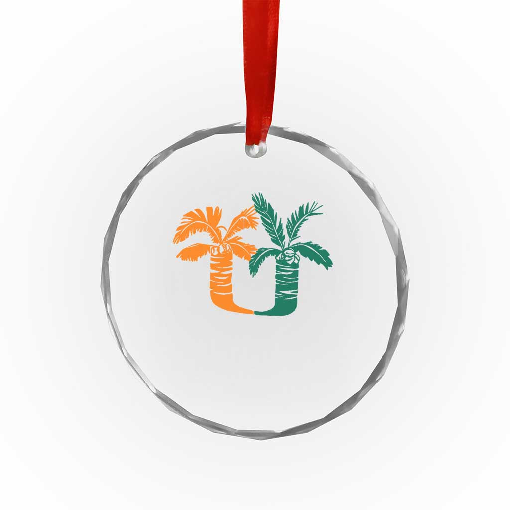 Vintage Classic 90s Miami Palm Trees UM Crystal Glass Ornament Tropical Game Day Football Fan TS02 Print Your Wear