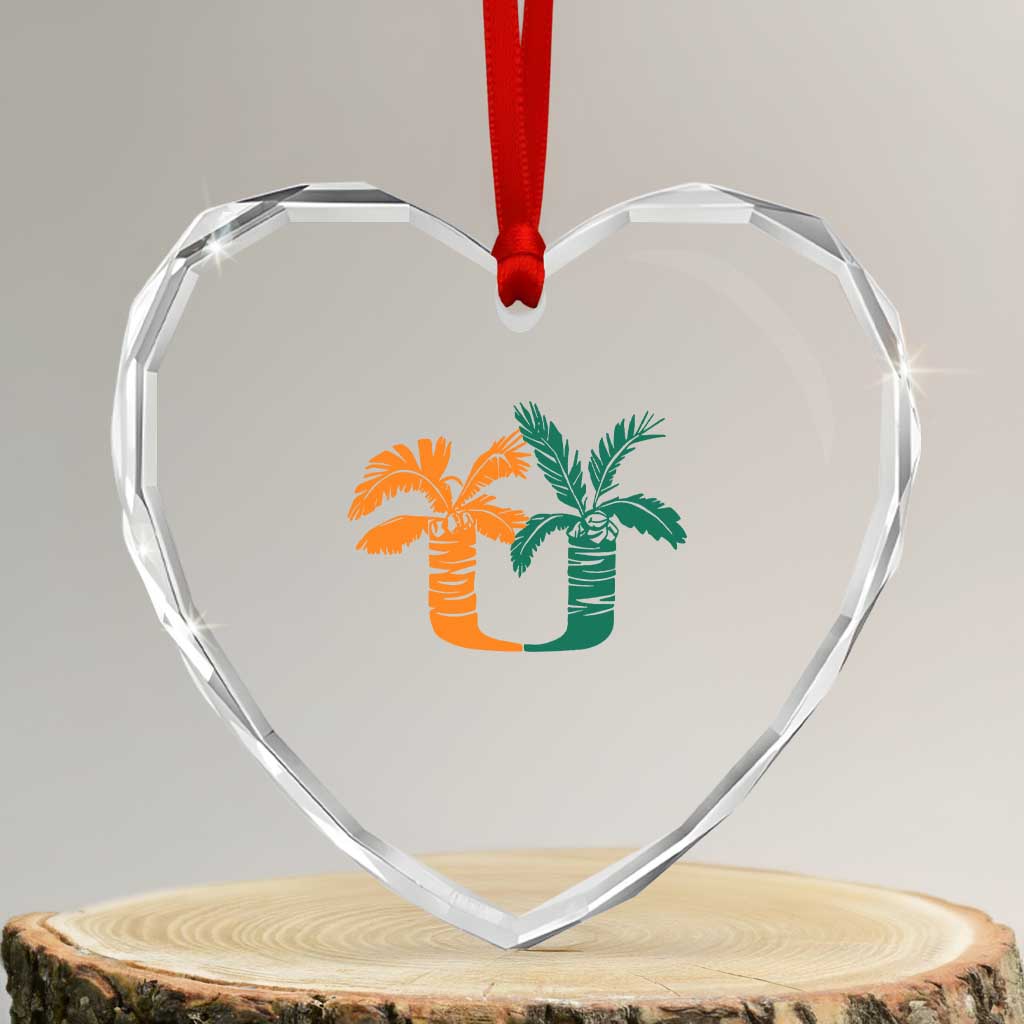 Vintage Classic 90s Miami Palm Trees UM Heart Crystal Glass Ornament Tropical Game Day Football Fan TS02 Transparent Glass 3'' Heart Print Your Wear