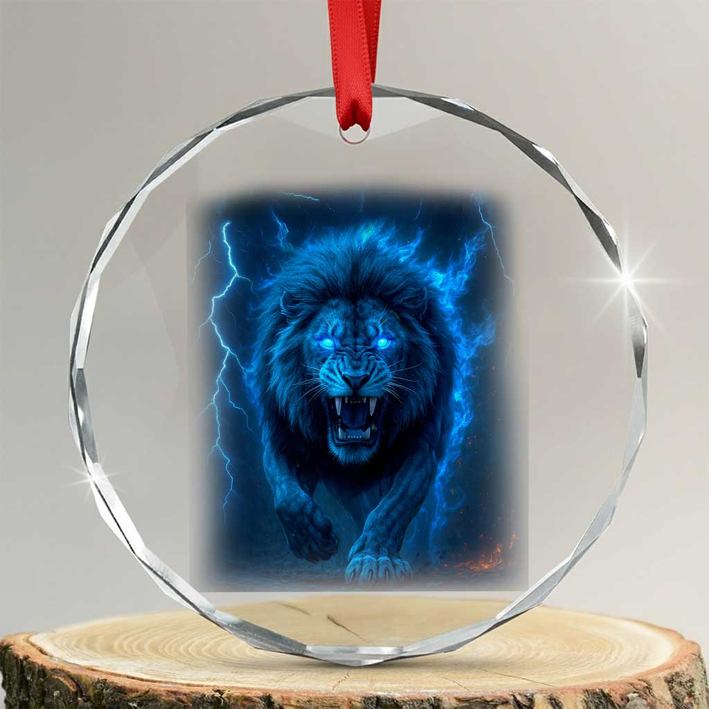 Vintage Classic Blue Lion Bootleg Graphic Crystal Glass Ornament TS10 Transparent Glass 3'' Circle Print Your Wear