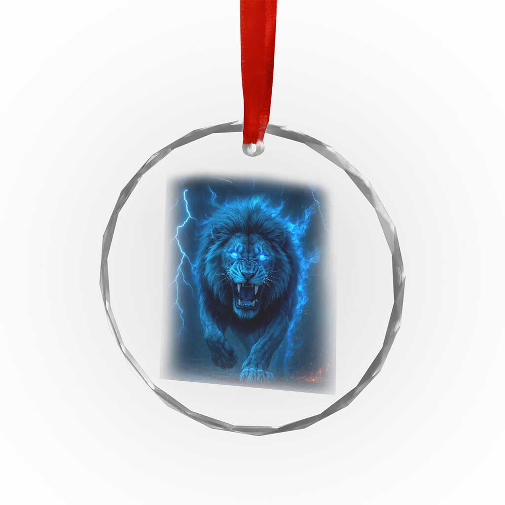 Vintage Classic Blue Lion Bootleg Graphic Crystal Glass Ornament TS10 Transparent Glass 3'' Circle Print Your Wear