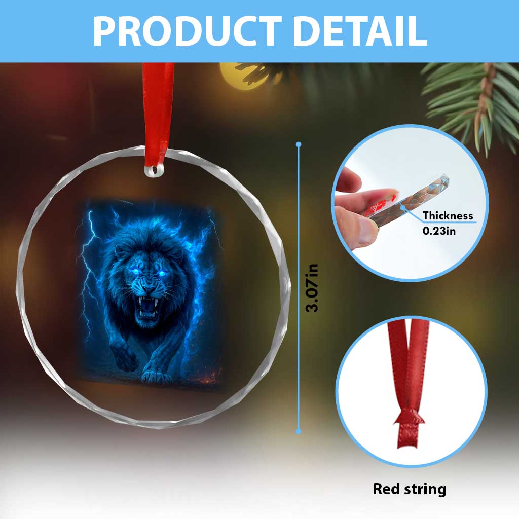 Vintage Classic Blue Lion Bootleg Graphic Crystal Glass Ornament TS10 Print Your Wear