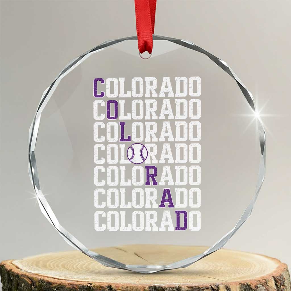 Vintage Colorado Crystal Glass Ornament Retro State Pride Sports Baseball Fan Graphic TS10 Transparent Glass 3'' Circle Print Your Wear