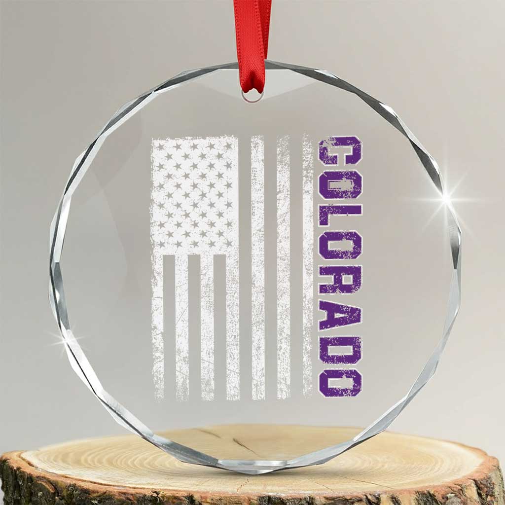 Vintage Colorado Crystal Glass Ornament Retro Vintage Rocky Mountains USA Flag Patriotic US State TS10 Transparent Glass 3'' Circle Print Your Wear