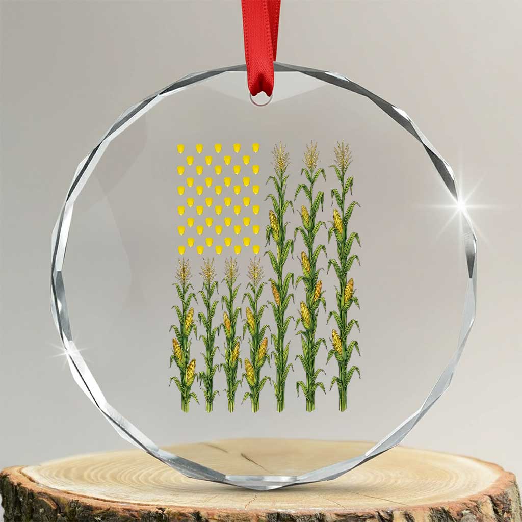 Vintage Corn American Flag Crystal Glass Ornament Patriotic Farmer Farm Gift TS12 Transparent Glass 3'' Circle Print Your Wear