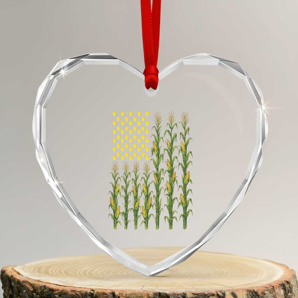 Vintage Corn American Flag Heart Crystal Glass Ornament Patriotic Farmer Farm Gift TS12 Transparent Glass 3'' Heart Print Your Wear