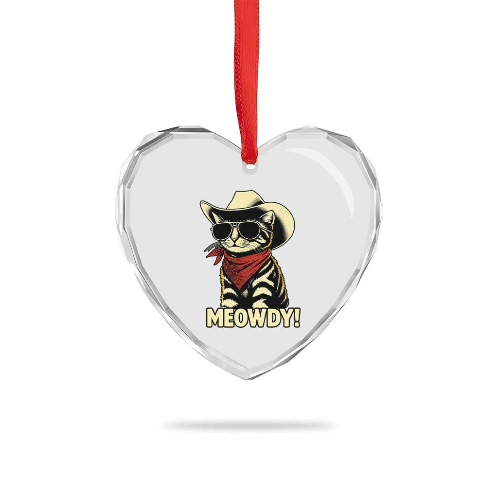 Vintage Cowboy Cat Heart Crystal Glass Ornament Retro 90s Western Country Rodeo Meowdy Partner TS10 Print Your Wear