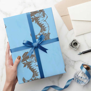 Vintage Cowboy Cat Wrapping Paper Roll Retro 90s Western Country Rodeo Kitten Cowgirl TS10 Light Blue Print Your Wear