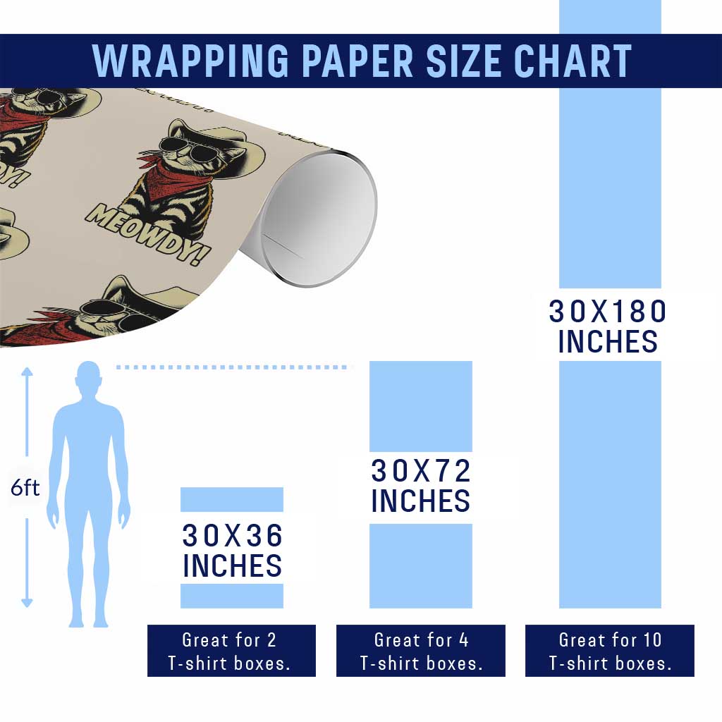 Vintage Cowboy Cat Wrapping Paper Roll Retro 90s Western Country Rodeo Meowdy Partner TS10 Print Your Wear