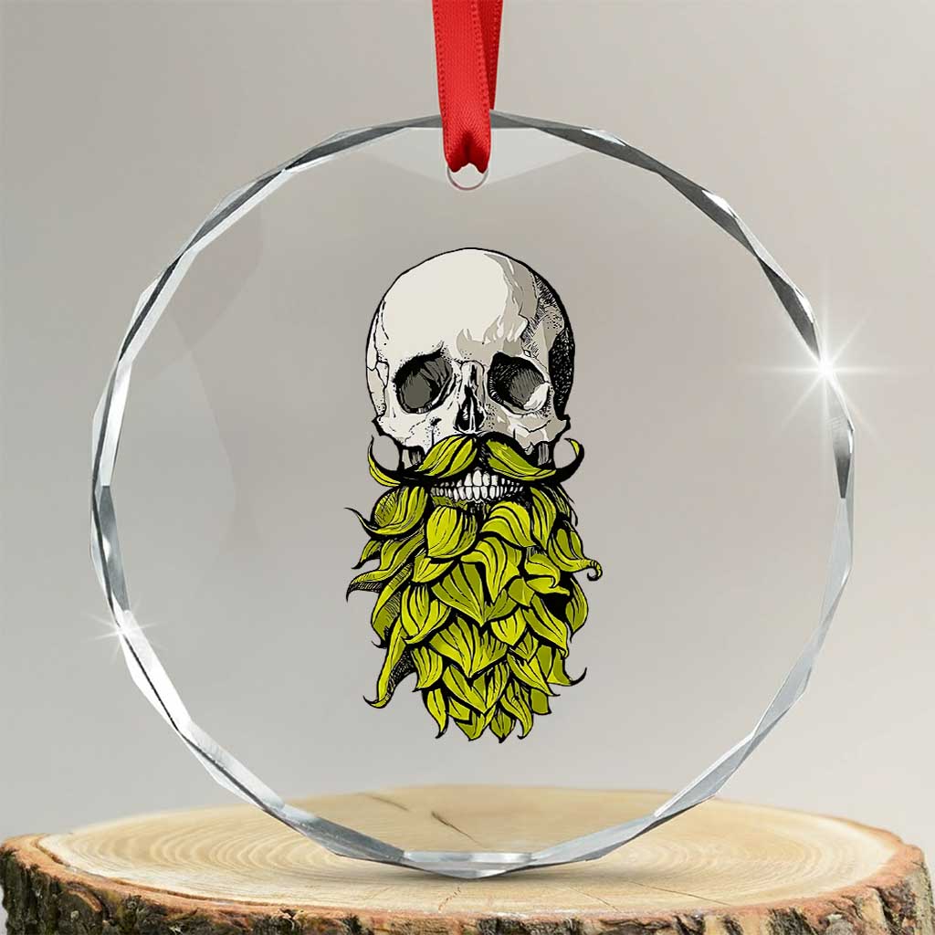Vintage Craft Brewer Beer Lover Gift Crystal Glass Ornament Beer Hops Beard Skull TS12 Transparent Glass 3'' Circle Print Your Wear