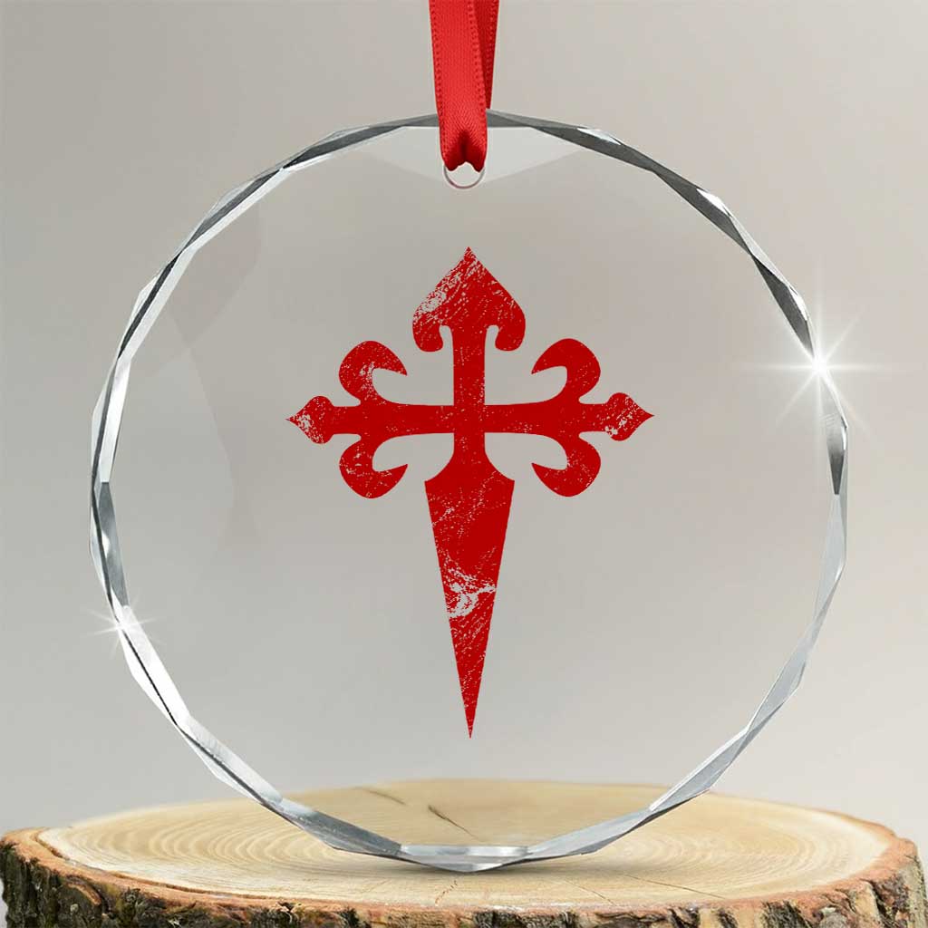 Vintage Cross of St James Order of Santiago Crystal Glass Ornament TS11 Transparent Glass 3'' Circle Print Your Wear