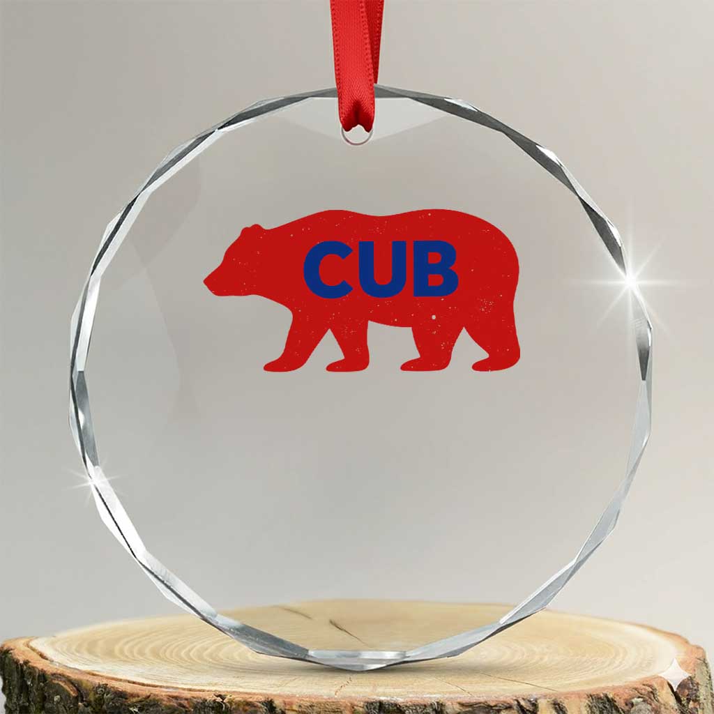 Vintage Cub Crystal Glass Ornament Retro Sports Bear Baseball Fans TS10 Transparent Glass 3'' Circle Print Your Wear