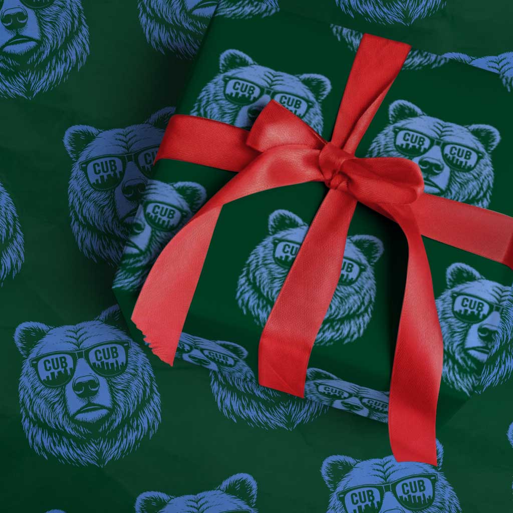 Vintage Cub Wrapping Paper Roll With Sunglasses Retro Baseball Fans TS10 Green Print Your Wear