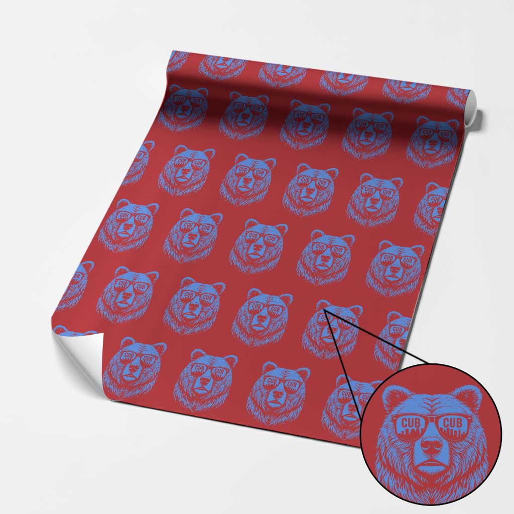 Vintage Cub Wrapping Paper Roll With Sunglasses Retro Baseball Fans TS10 Red Print Your Wear