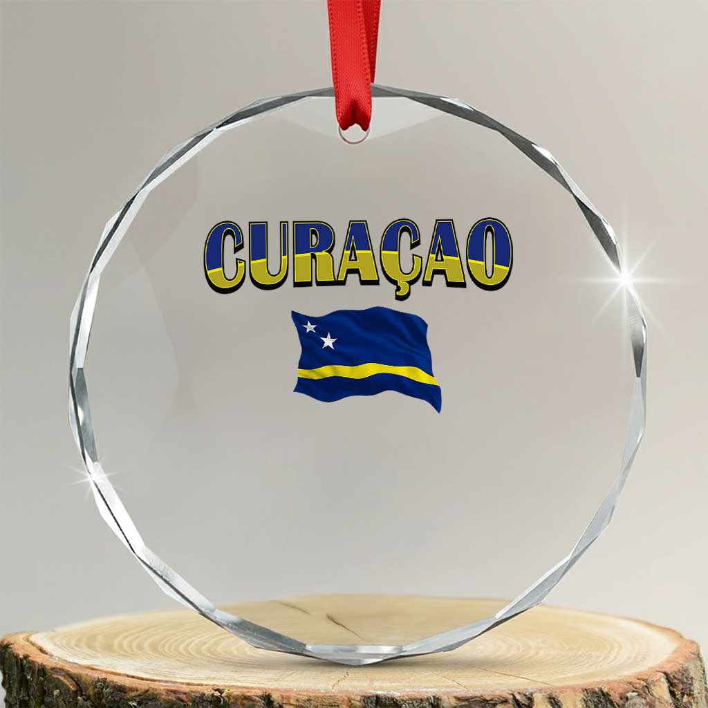 Vintage Curacao Flag Crystal Glass Ornament Dutch Caribbean Heritage Gift TS12 Transparent Glass 3'' Circle Print Your Wear