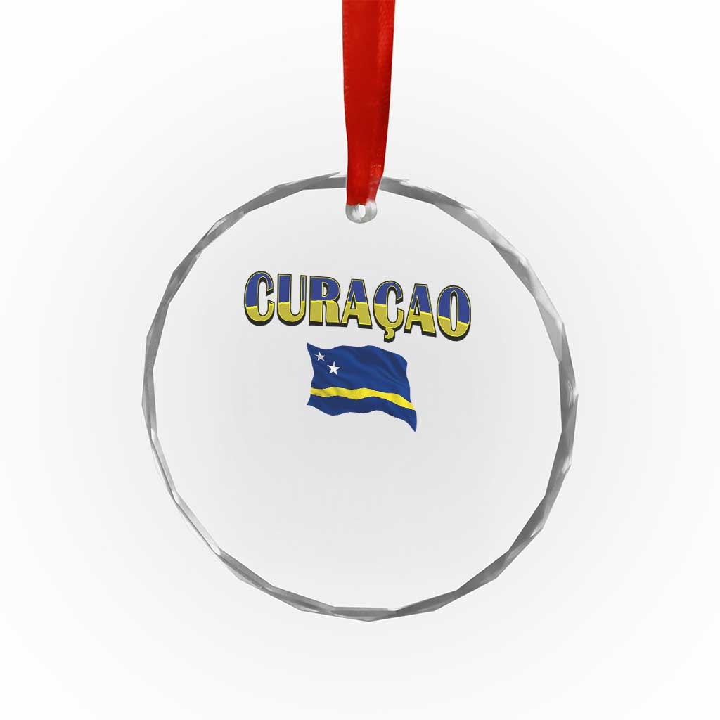 Vintage Curacao Flag Crystal Glass Ornament Dutch Caribbean Heritage Gift