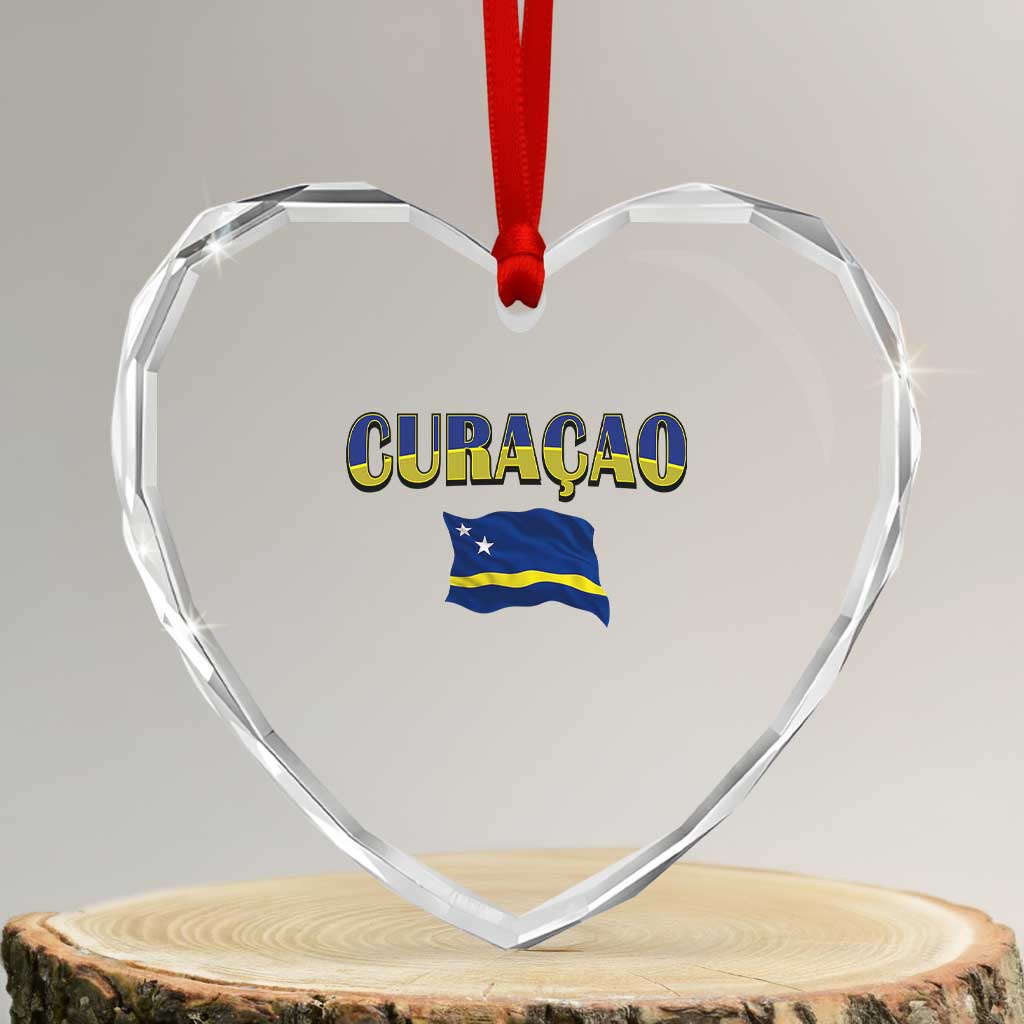 Vintage Curacao Flag Heart Crystal Glass Ornament Dutch Caribbean Heritage Gift TS12 Transparent Glass 3'' Heart Print Your Wear